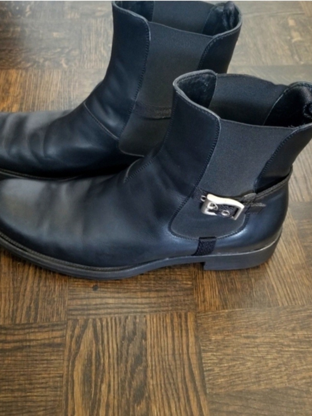 Women's Black Chelsea Boots with Side Buckle